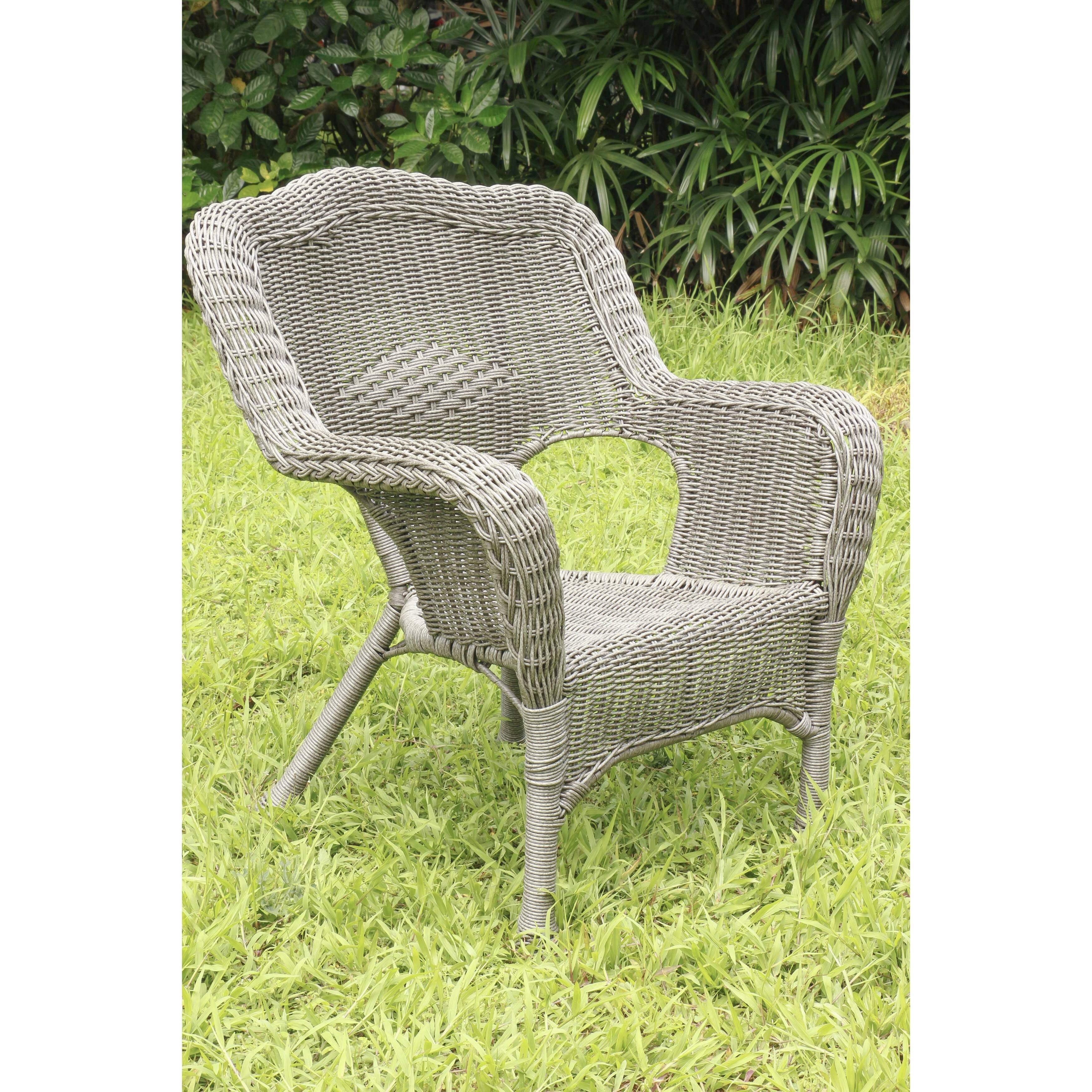 International Caravan Camelback Resin Wicker Patio Chair - Antique Black