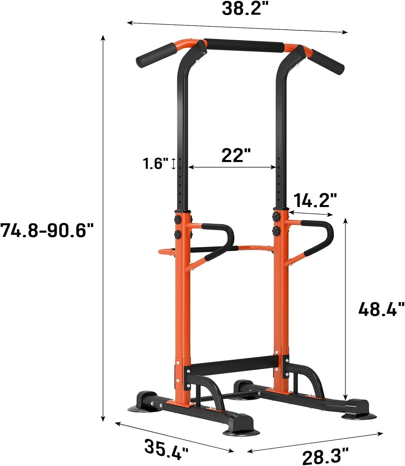 SOGES Height Adjustable Power Tower Dip Stands Pull up Bar Strength Training for Home Gym Black