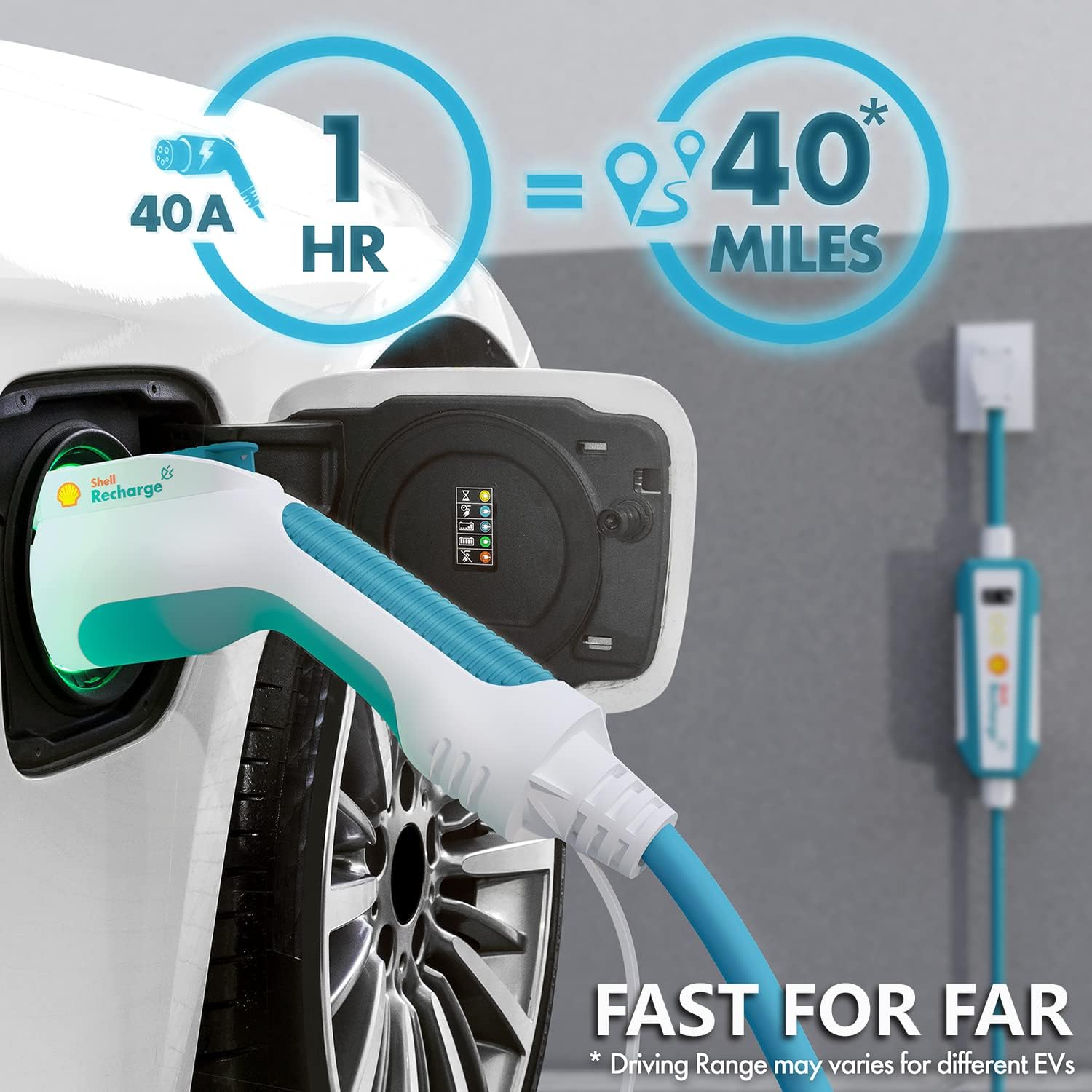 SHELL Electric Vehicle Charger Level 2 40 Amp Fast Charging EV Charger 240V UL EV Home Charge Station with 30ft Cable Electric Car Charging Adapter with NEMA 14-50R Plug Compatible with SAE J1772 EVs