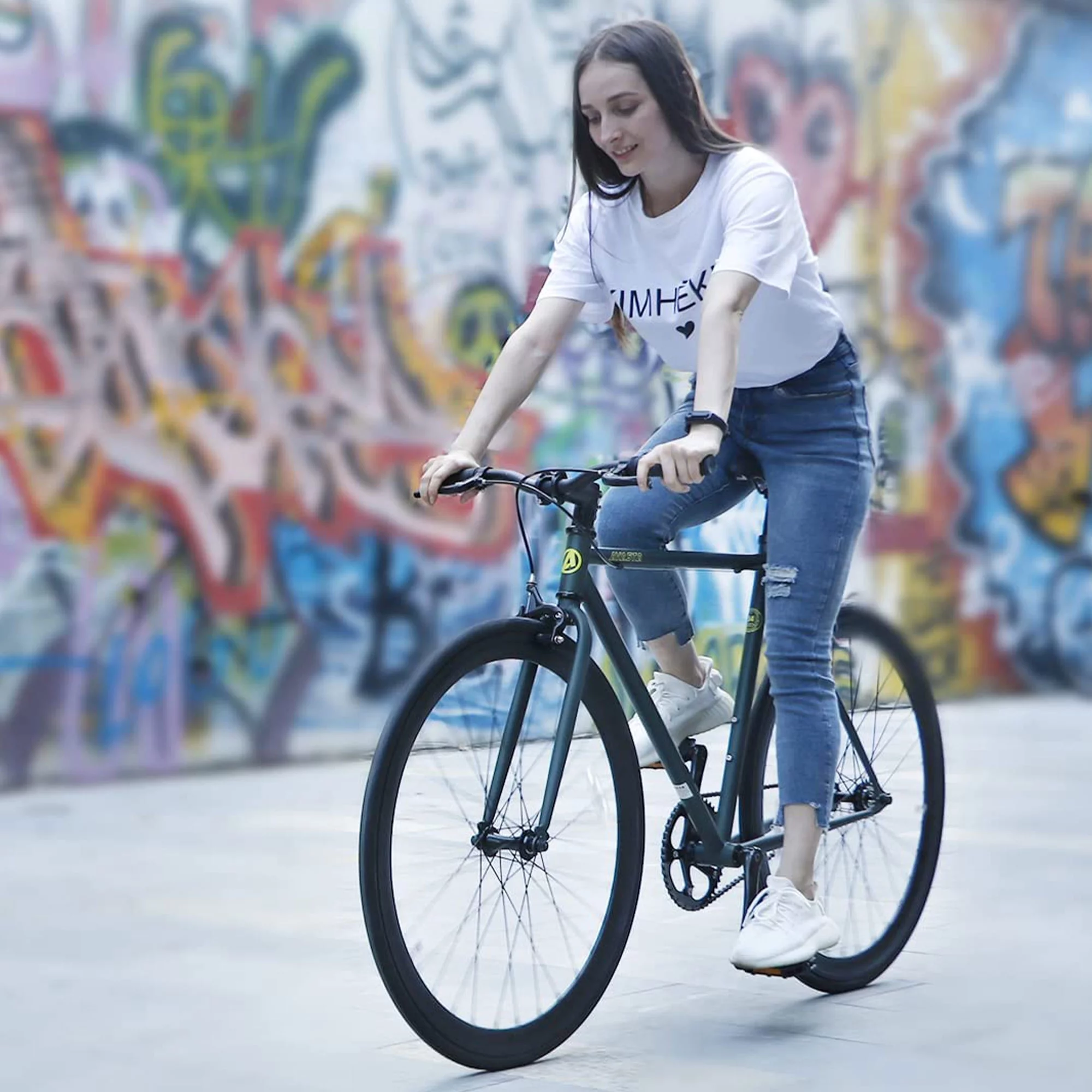 AVASTA 700C 54 In Single Speed Fixed Gear Urban Commuter Fixie Bike, Green
