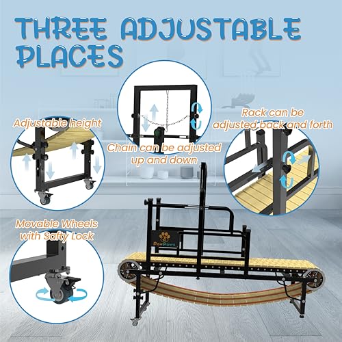 PawPaw's Large & Medium Dog Treadmill - Indoor & Outdoor Use, Up to 220 lbs, Slatmill Design with Brake