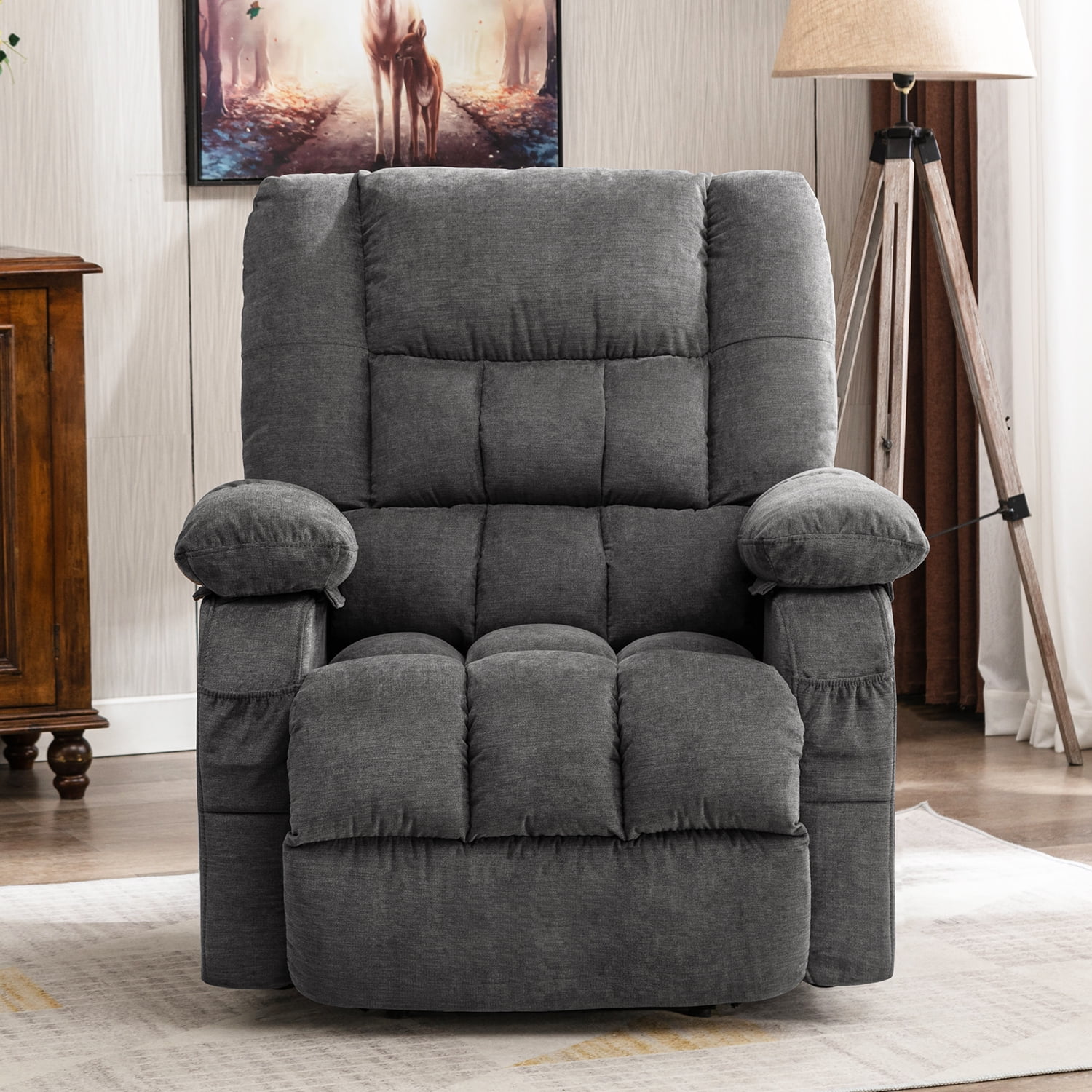JONPONY Power Lift Recliner Chair Recliners for Elderly with Heat and Massage Recliner Chair for Living Room with Infinite Position and Side Pocket,USB Charge Port,Brown