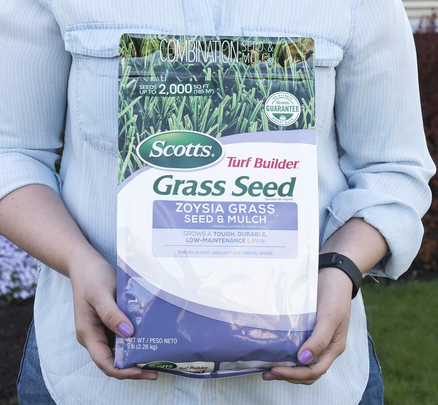 Scotts Turf Builder Zoysia Grass Seed & Mulch and Wizz Spreader Pack of 2