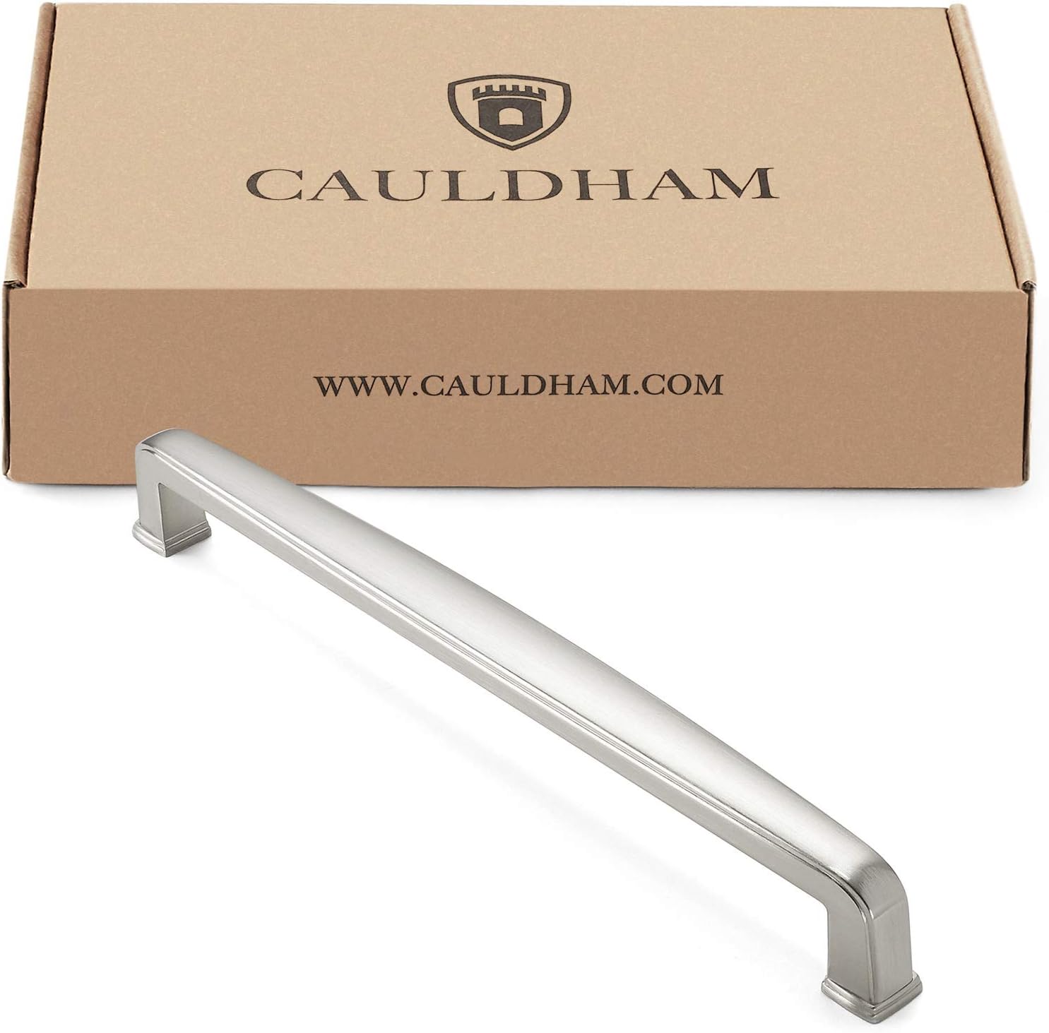 Cauldham 10 Pack Solid Kitchen Cabinet Handles (7-1/2 Hole Centers) - Drawer/Door Hardware - Style T765 - Satin Nickel Pack of 2
