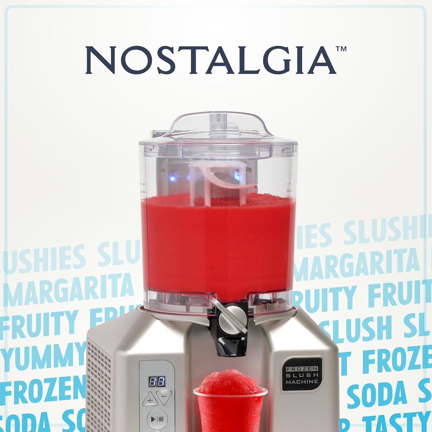 Nostalgia Professional Frozen Slush Machine 2.8 Liter Blender, Premium Quality Smoothies or Slushies for Kitchen Countertops and at-Home Bars, Stainless Steel