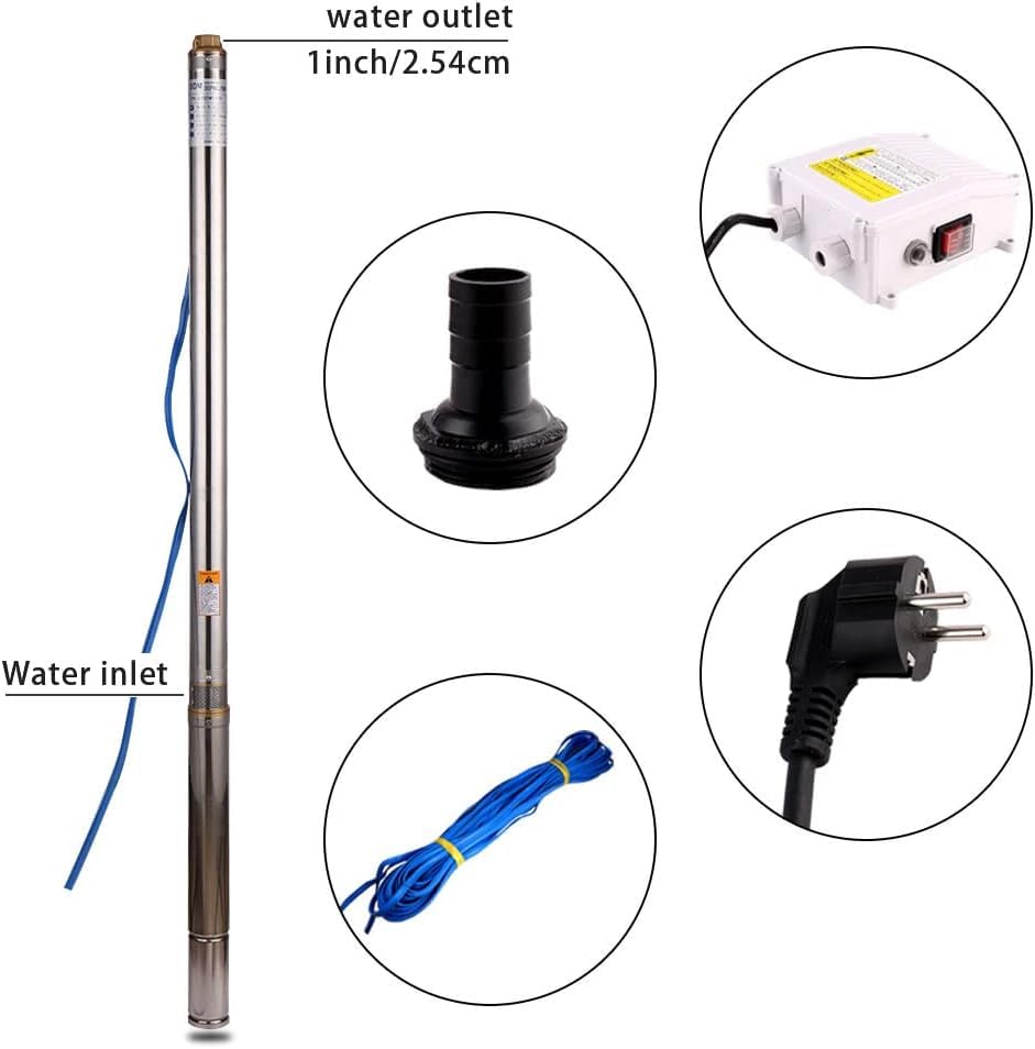ZYIY SDM Submersible Pump Stainless Steel Outlet Pipe Deep Well Water Pump for Farm Irrigation, Home