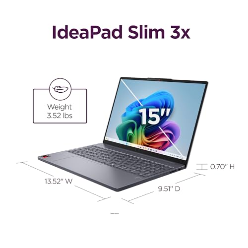 Lenovo IdeaPad Slim 3X - 2025 - Everyday AI Laptop - Copilot+ PC - 15.3" WUXGA Display - 16 GB Memory - 512 GB Storage - Qualcomm® Snapdragon® X - Luna Grey