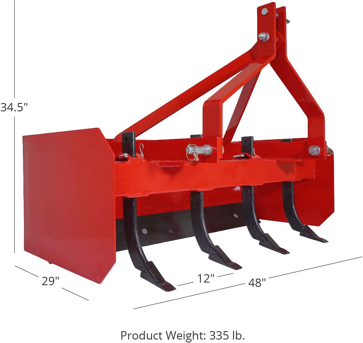 Titan 4' - 7' Box Blade Tractor Attachment Category 1 Cat 0 Scarifier Shank