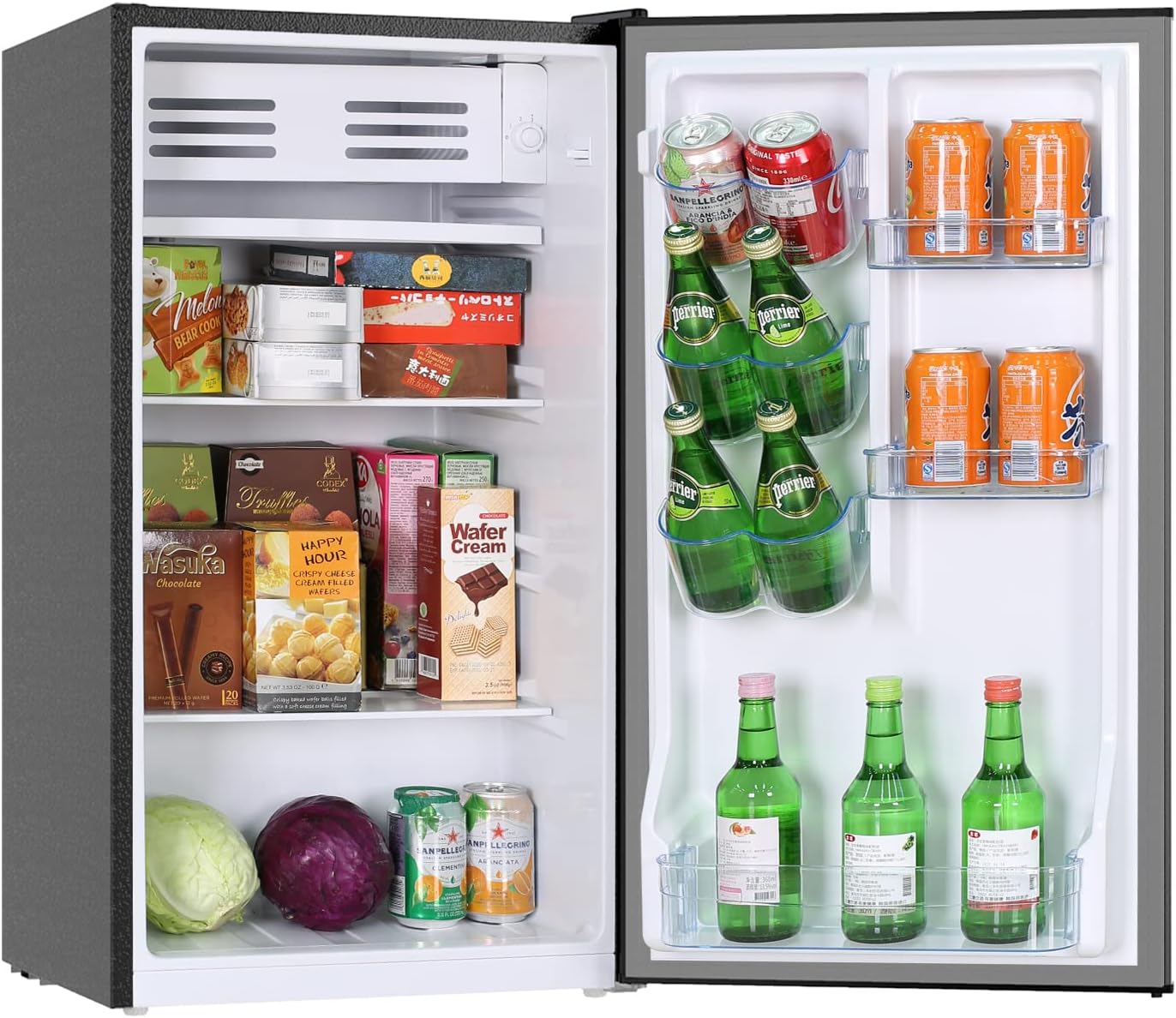 Frestec 3.2 Cu.Ft. Small Refrigerator with Freezer, Mini Fridge for Bedroom, Mini Dorm Refrigerator, One-Touch Defrosting System, Energy Saving, for Office, Home, Apartment (Black)