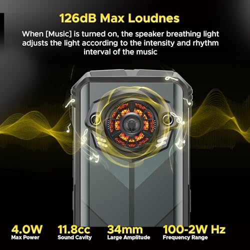 DOOGEE S Punk Rugged Smartphone Unlocked, 10800mAh Battery Rugged Phone, 16GB+256GB Cell Phone Android 14, 126dB Speaker, 6.58" FHD+90Hz,50MP+16MP,LED Light/Dual SIM/NFC/OTG/Face ID/Fingerprint, Dark