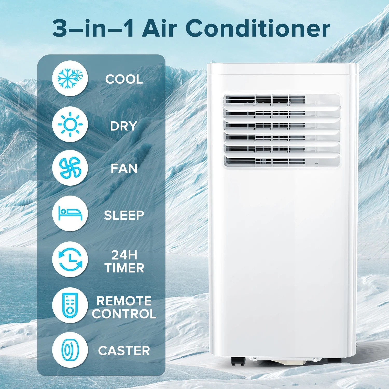 Auseo 5,000 BTU(8,000 BTU ASHRAE) Portable Air Conditioners, 3 in 1 Modes, Remote Control & Window Kit, Quiet AC Unit for Room/Office-White