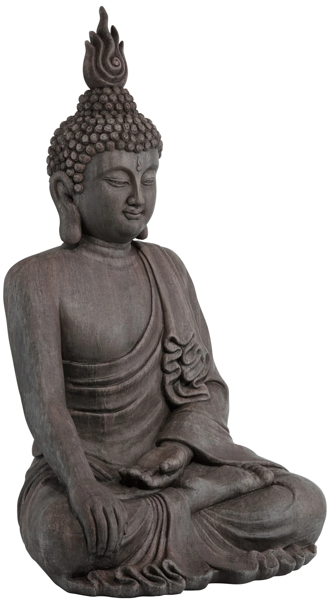 John Timberland Large Sitting Buddha Statue Sculpture Zen Asian Garden Decor Indoor Outdoor Front Porch Stone Gray Finish 42" Tall