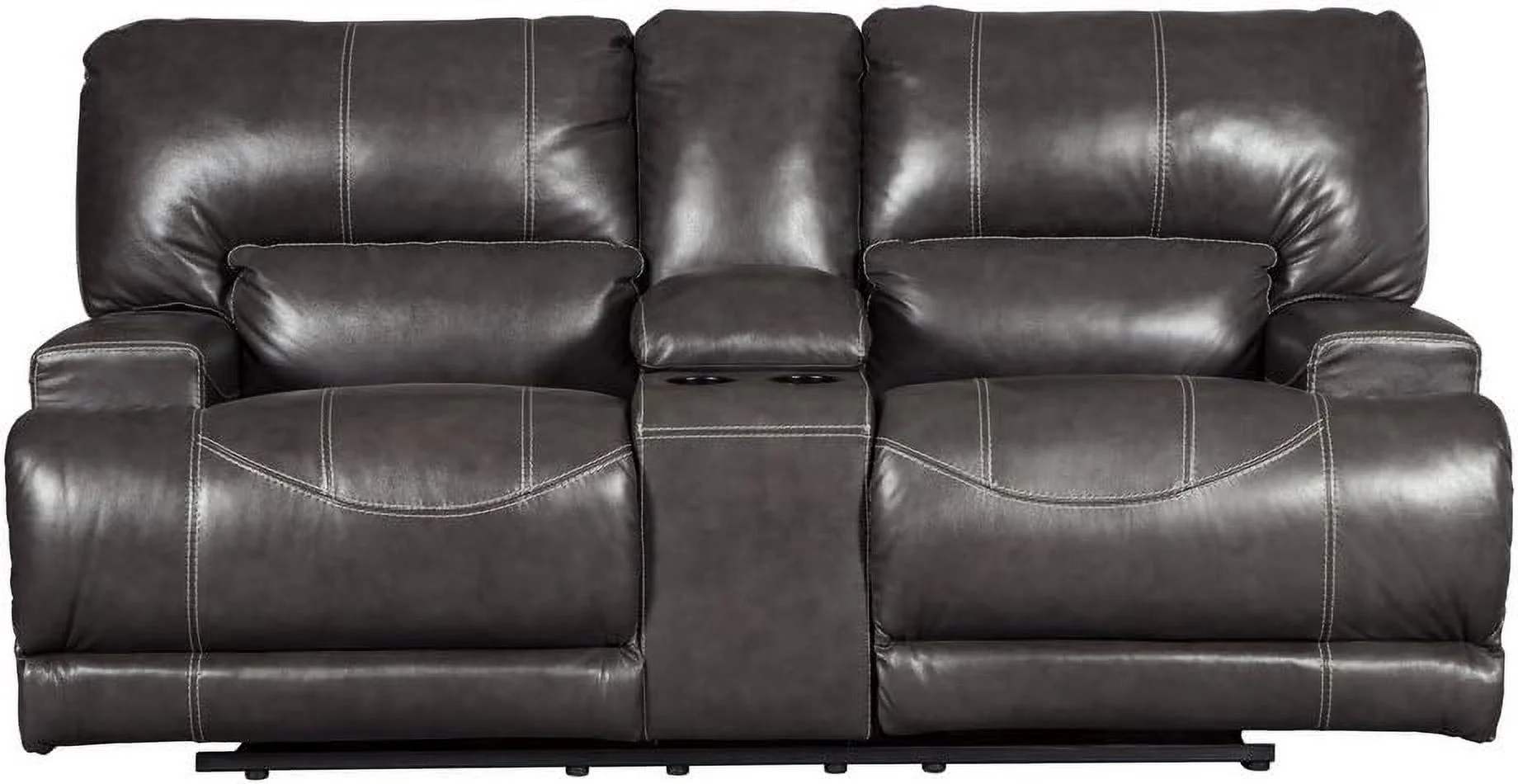 Ashley Furniture McCaskill Leather Power Reclining Loveseat in Gray