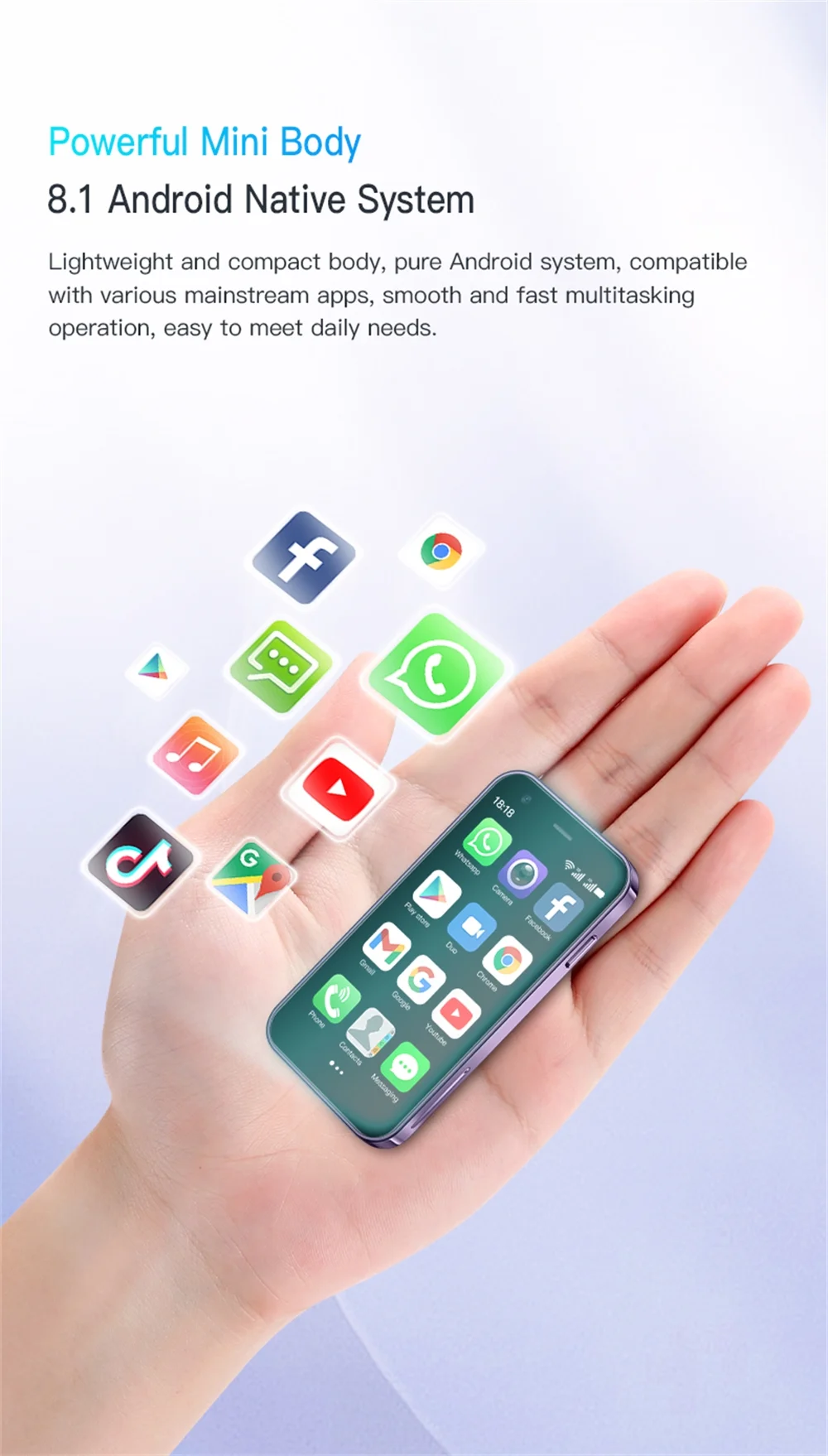Mini Smartphone Unlocked 3G SOYES XS15 Small Smart Phone for Kid Student Android 8.1 3inches Display 2GB RAM 16GB ROM 3G WiFi Bluetooth Beckup Little Cellphone - Curated Treasures Market