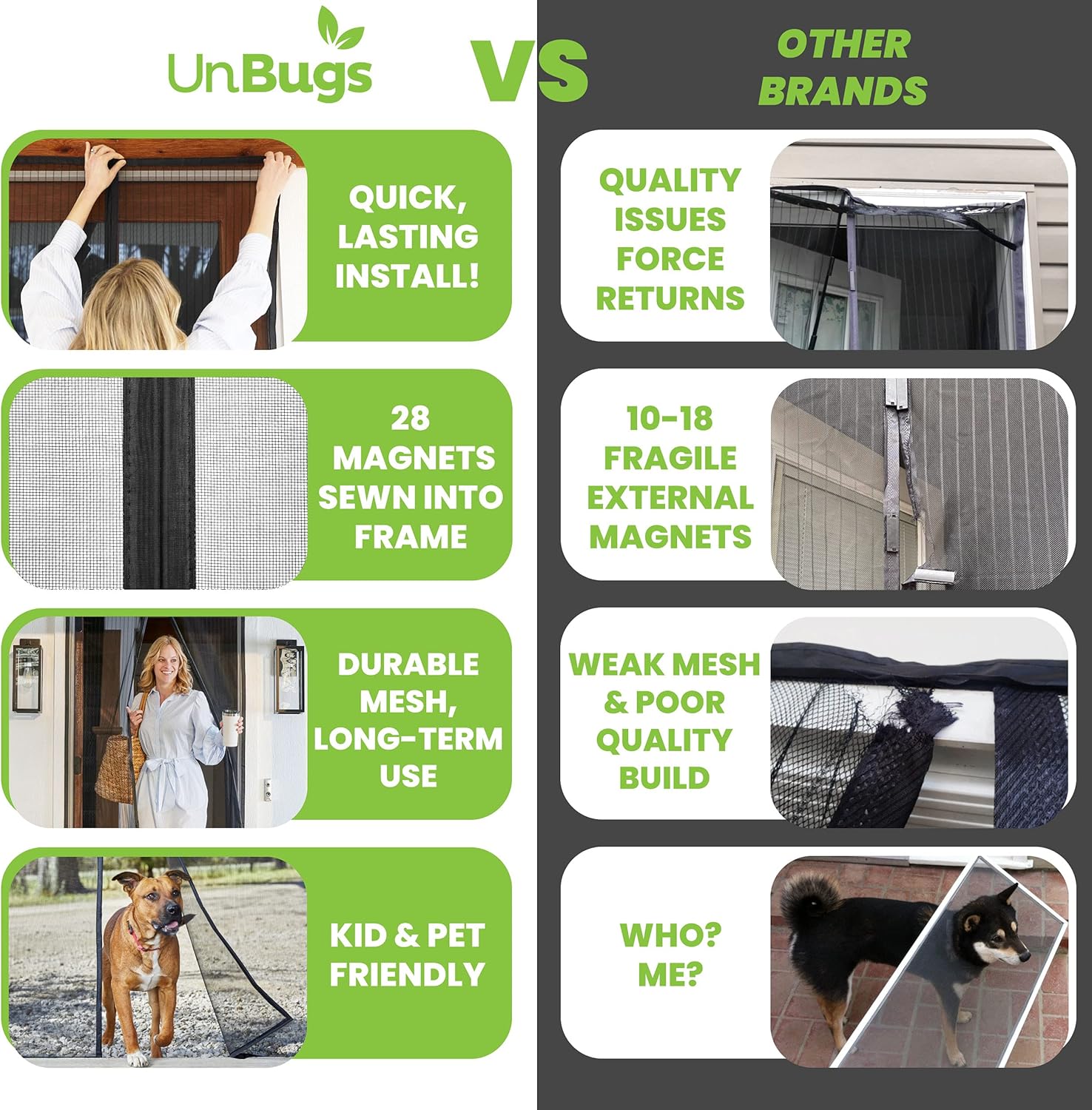 Garage Screen Doors for 1 Car Garage – Fits up to 8’ Wide x 7’ High – Fiberglass Mesh Magnetic Screen Door Pack of 2