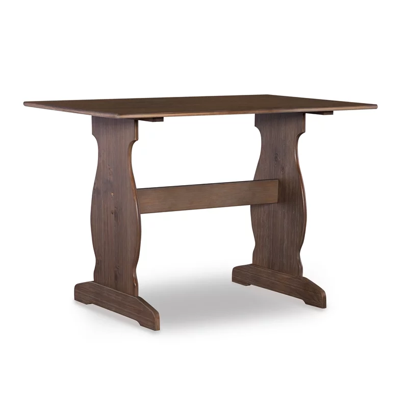 Pemberly Row Transitional Wood Corner Nook Dining Set in Brown