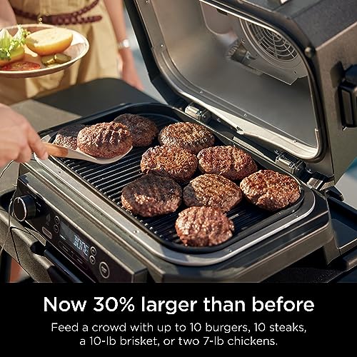 Ninja Woodfire Pro Outdoor Grill & Smoker with Built-In Thermometer, 7-in-1 Master Grill+Ninja Outdoor Flat Top Griddle Plate+ Ninja