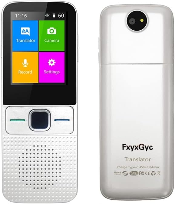Language Translator Portable Instant Translator Device Support WiFi/Hotspot/Offline Two- Way Real-Time Online 137 Languages with 2.4Inch Touch Screen Recording Smart Translator(White) Pack of 2