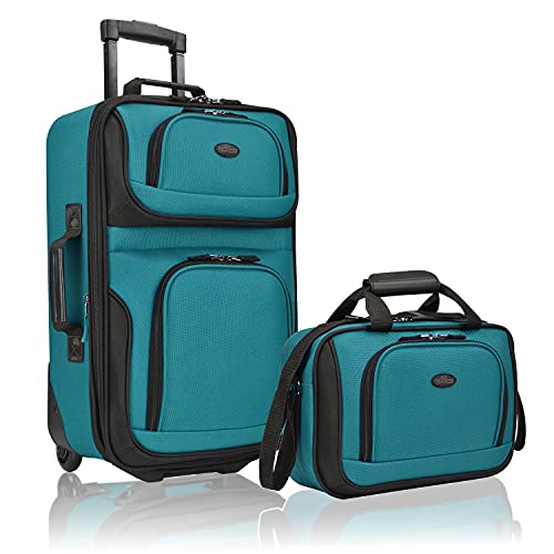 U.S. Traveler Rio Lightweight Carry-On Suitcase 20" Softside Expandable Design, Durable, Business and Travel, Camouflage, Set