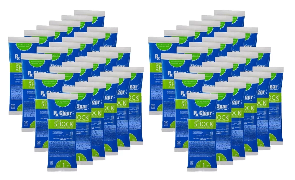 Rx Clear Super Shock 68% Calcium Hypochlorite Pool Shock - 1 lb, 48 Pack