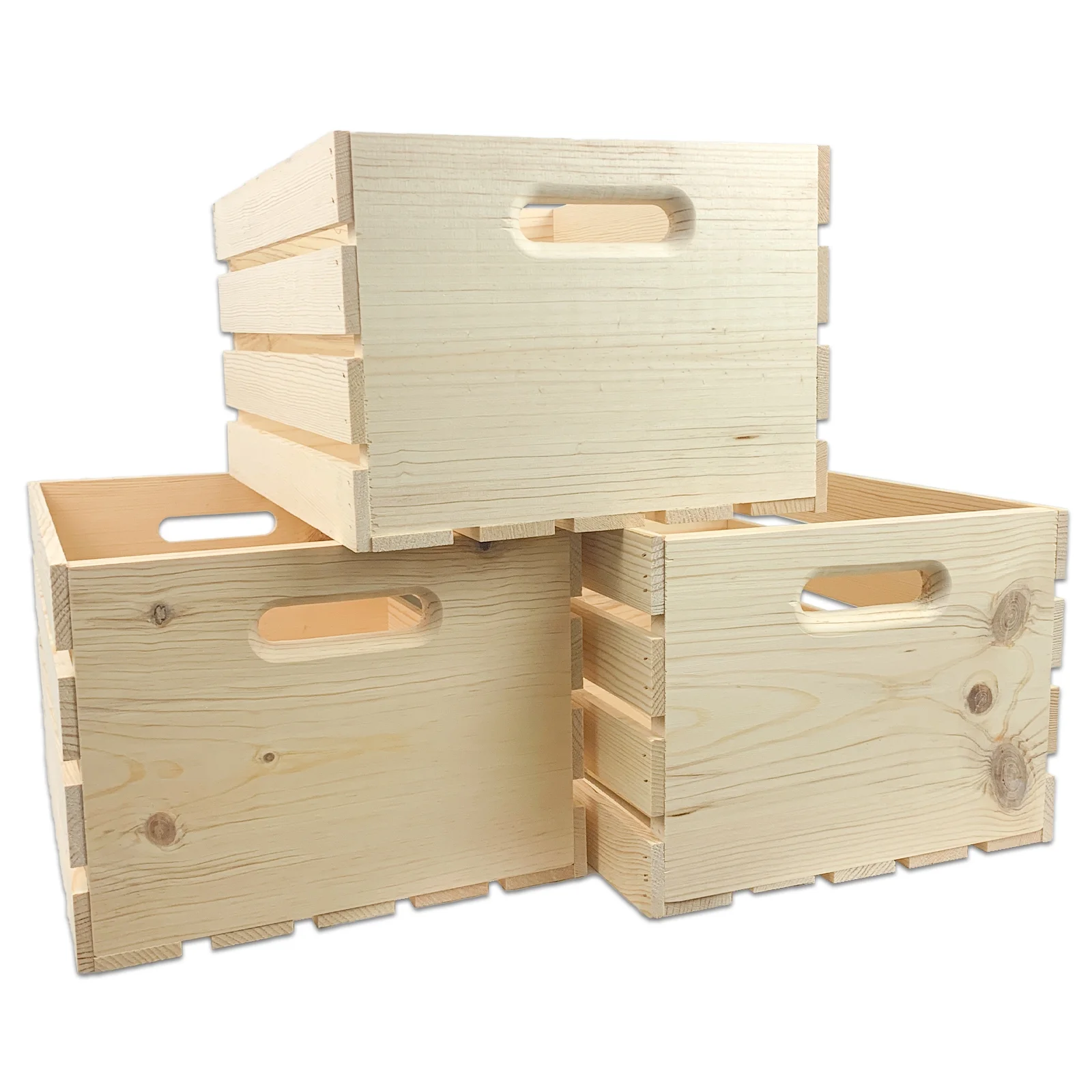 Wilson Large Pine Wood Crate (3 Pack) - Curated Treasures Market