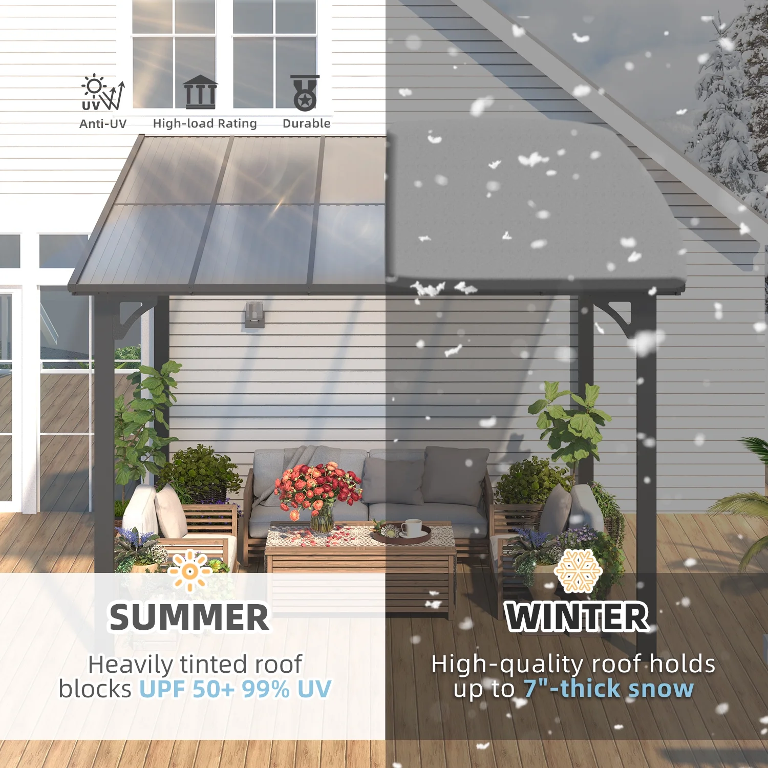 AECOJOY 10' x 10' Hardtop Gazebo Outdoor Aluminum Pergola ​For Garden, Patio, Backyard-​Gray