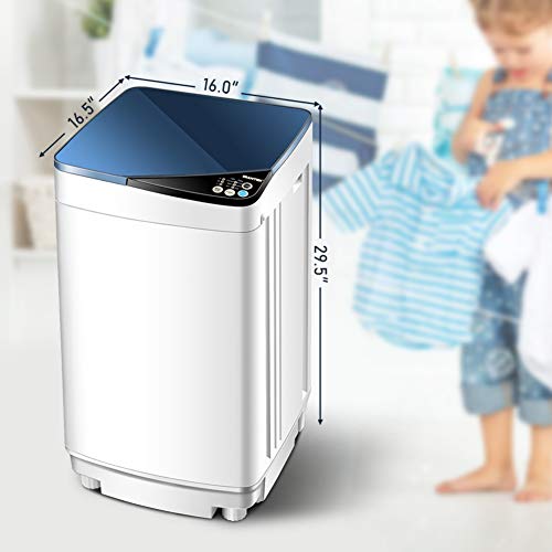 SAFEPLUS Full-Automatic Portable Washing Machines, 7.7 lbs Load Capacity Mini Washer Machine with Spin and Built in Barrel Light for Dorms Apartments RV and Camping（Yellow）