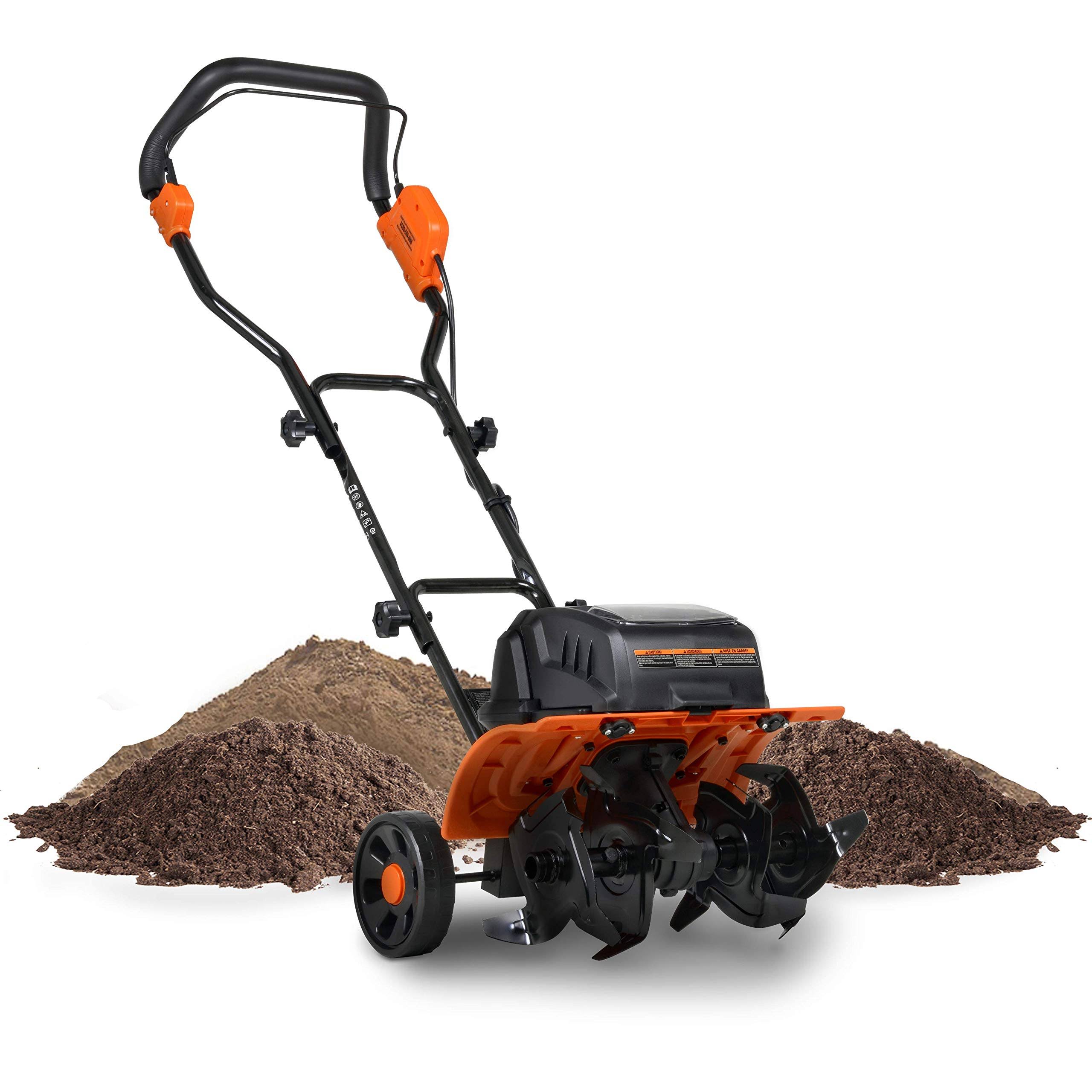 SuperHandy Tiller Cultivator Rototiller Electric Portable 40V 14x22 inch Tilling Width 4 Premium Steel Adjustable Forward Rotati
