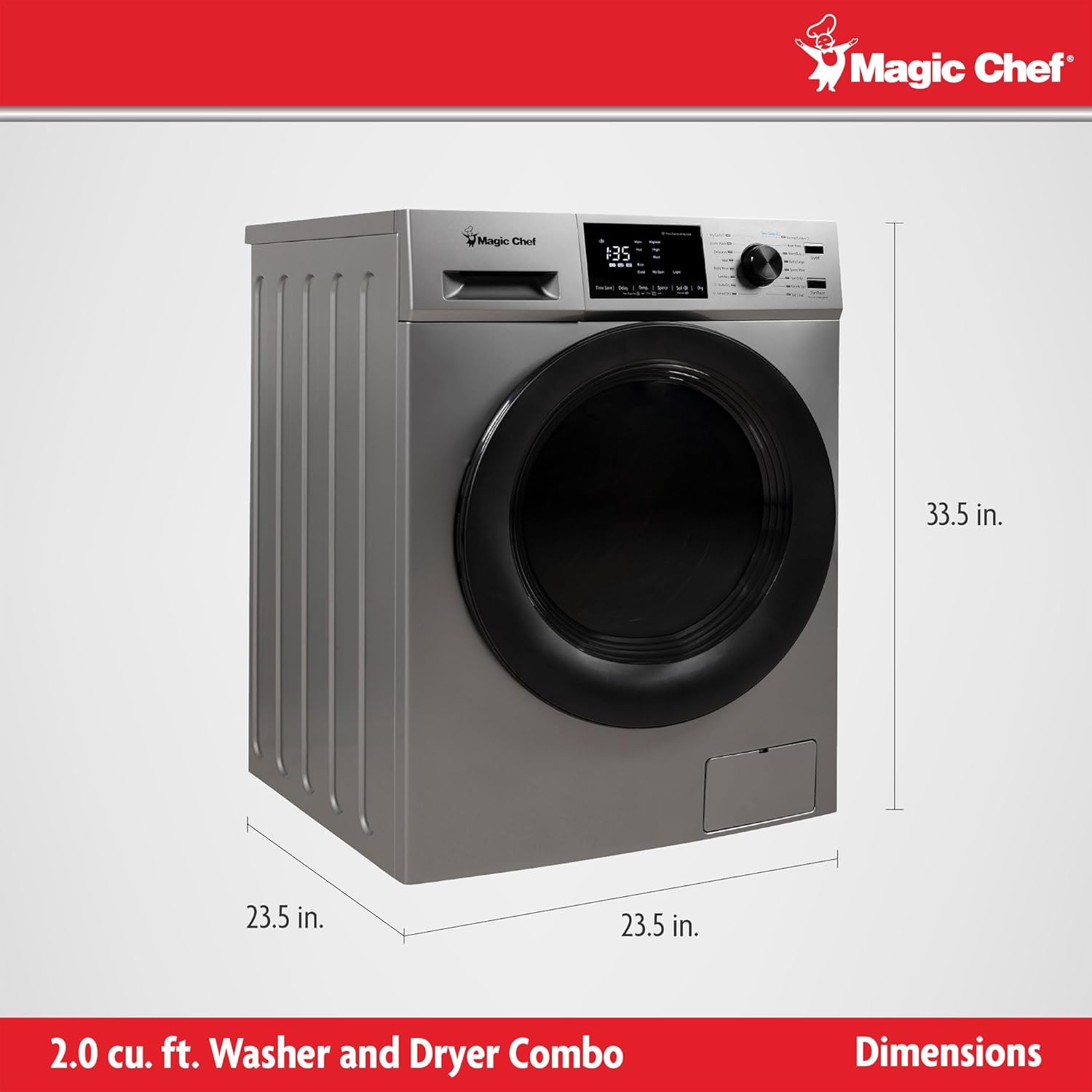 Magic Chef Front-Load Washer and Dryer Combination, Space-Saving Clothes Dryer and Washing Machine, 2.7 Cubic Feet, Silver