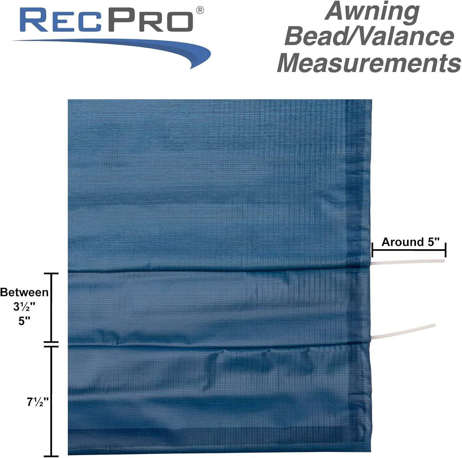 RecPro RV Awning Fabric Replacement 15 Foot Camper Awning | Blue | Heat Sealed | Width Size Options | 8' (96") Length RV Awning | Heat-Sealed | 3 Year Warranty (15 Feet, Actual 14' 1")