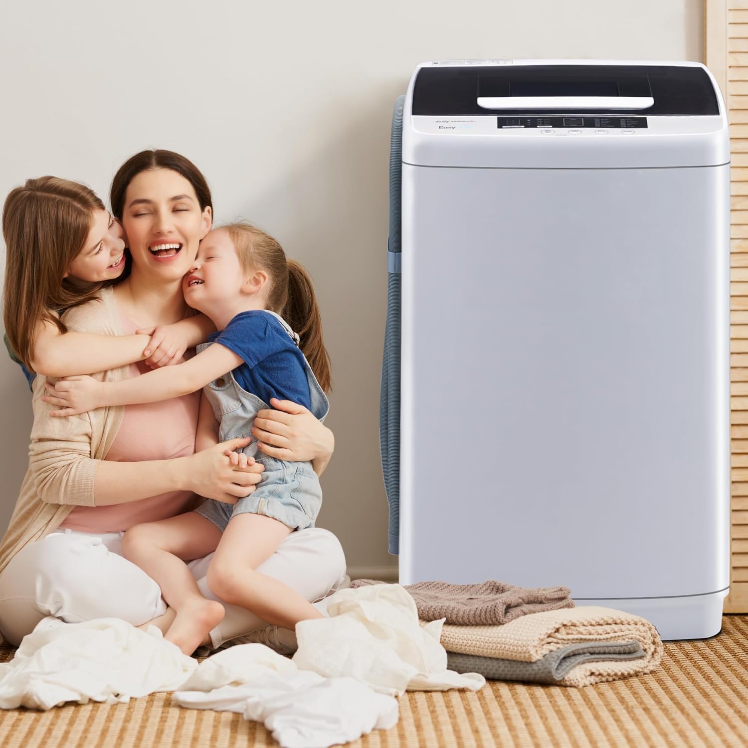 1.34 Cu.Ft Full Automatic Washer and Dryer Combo with Drain Pump, Portable Washing Machine, 10 Wash Program, LED Display, Compact Laundry Washer Spinner for Apartment RV Dorm