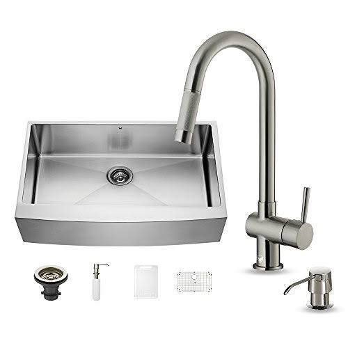 Vigo VG15258 All in One 36-Inch Farmhouse Stainless Steel Kitchen Sink and Faucet Set