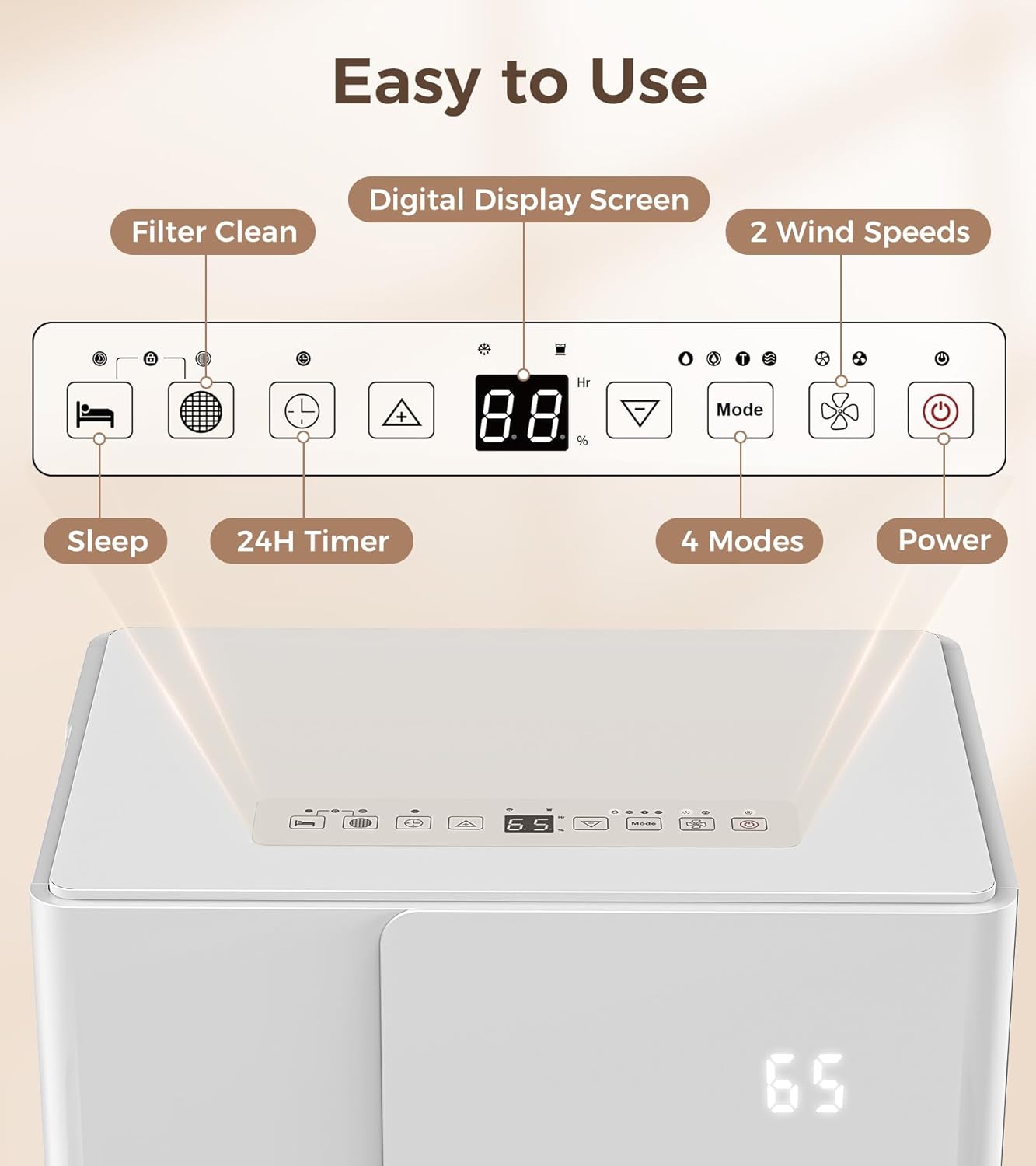 3000 Sq.Ft Dehumidifier, COWSAR Energy Star Dehumidifier with Wheels for Medium to Large Basement, Bedroom, Bathroom, Office - 35 Pints, 4 Modes, LED Display, 24H Timer, Whisper-Quiet, 1.7 Gallon Tank