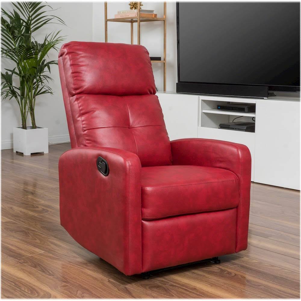 Noble House - Savannah Faux Leather Recliner - Ox Blood Red