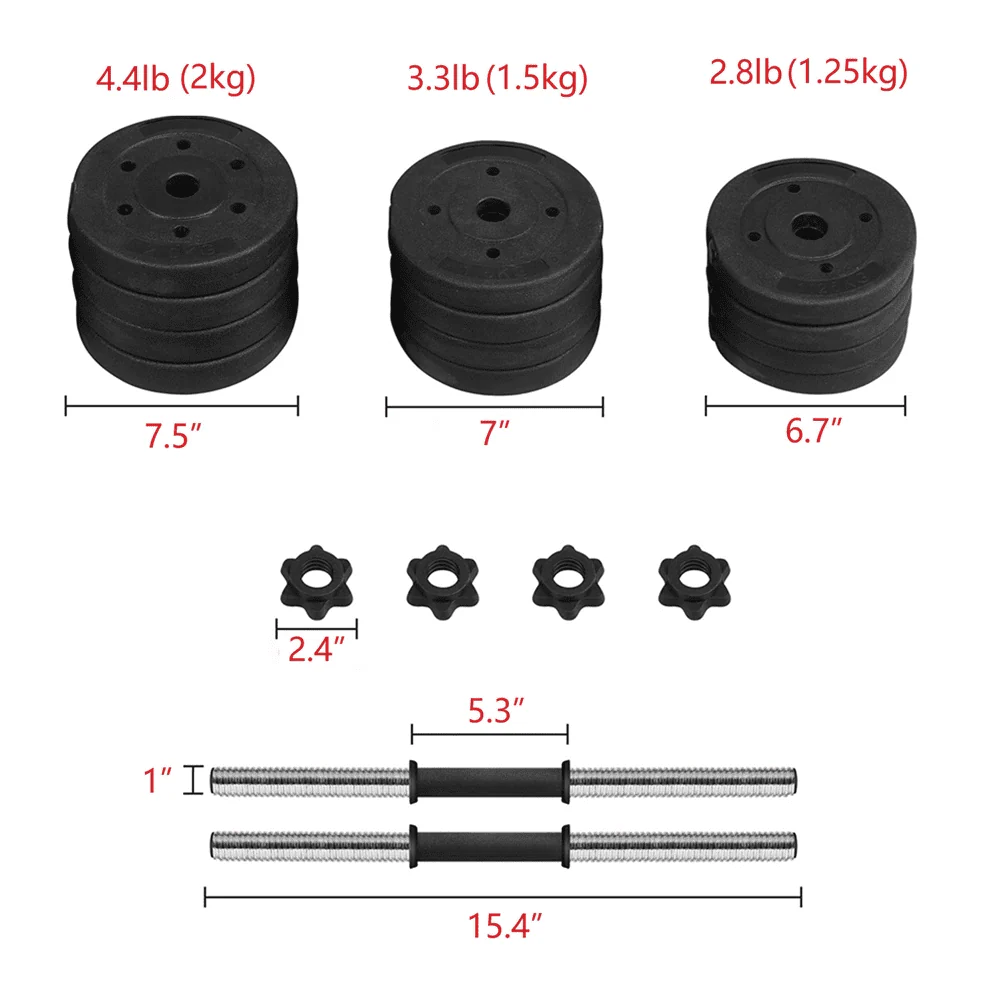 Yaheetech 66LB Adjustable Dumbbell Weight Set Home Training Dumbbell Pair Lifting Black