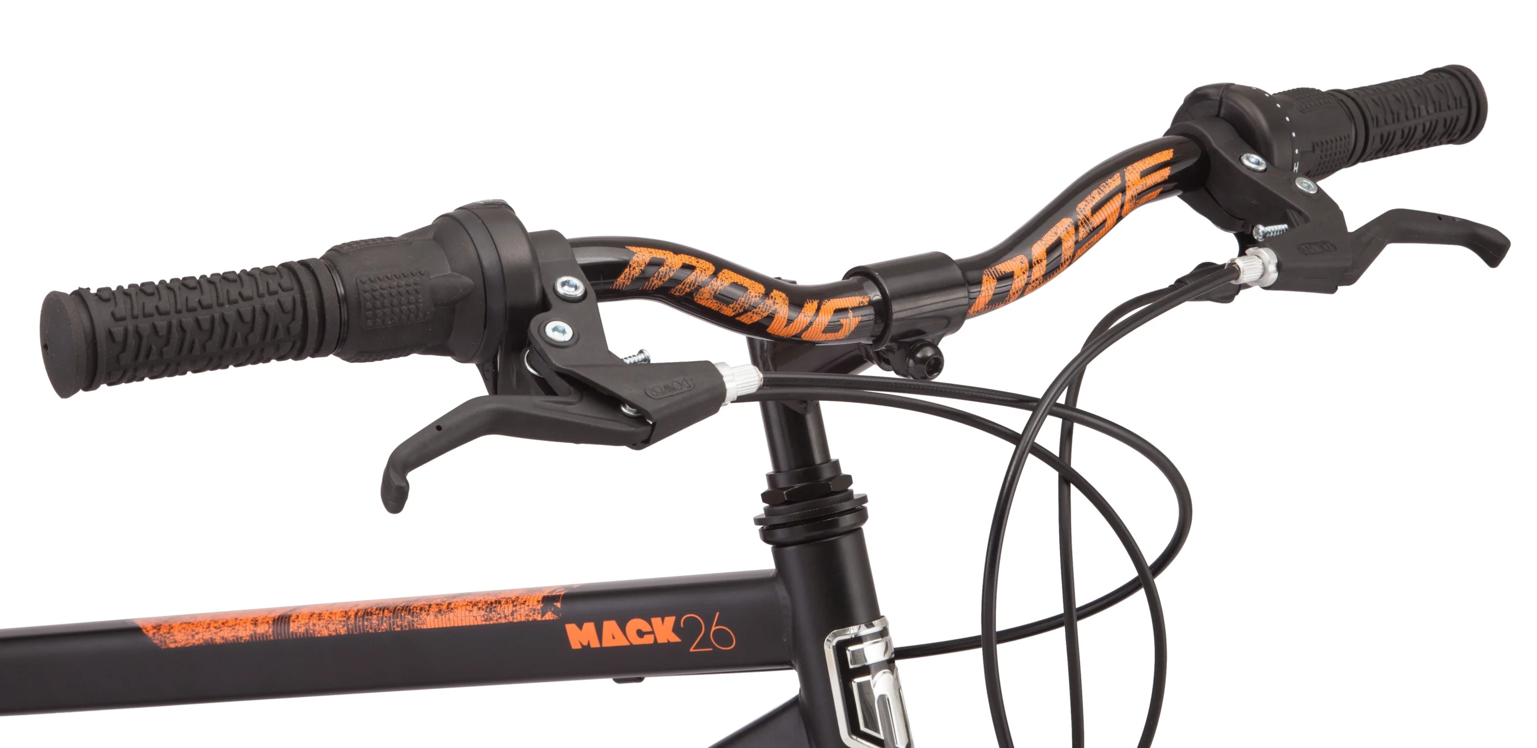 Mongoose Mack Mag Wheel Mountain Bike, 26" Wheels, 21 Speeds Shimano Revo Twist Shifters, Men's Frame, Orange On Black