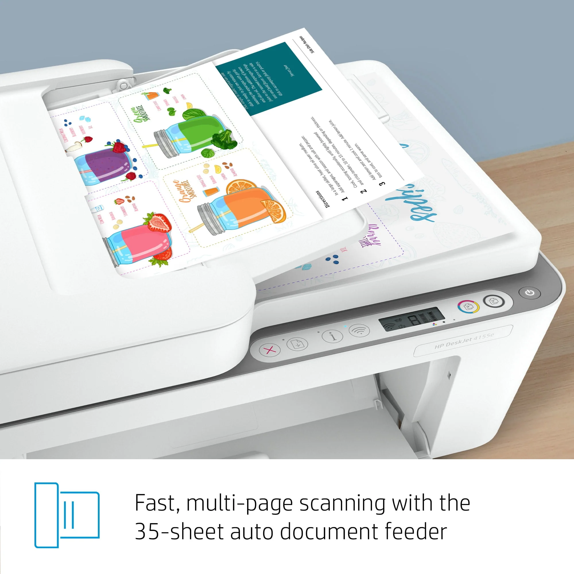 HP DeskJet 4155e All-in-One Inkjet Printer, Color Mobile Print, Copy, Scan, Send