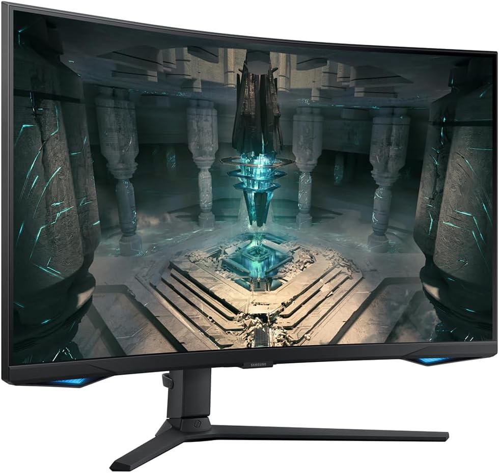 SAMSUNG 32" Odyssey G65B Series 1000R Curved QHD Gaming Monitor, 240Hz, 1ms, Smart TV Apps and Gaming Hub, Eye Height, Swivel & Tilt Adjustable Stand, Black, with MTC HDMI Cable