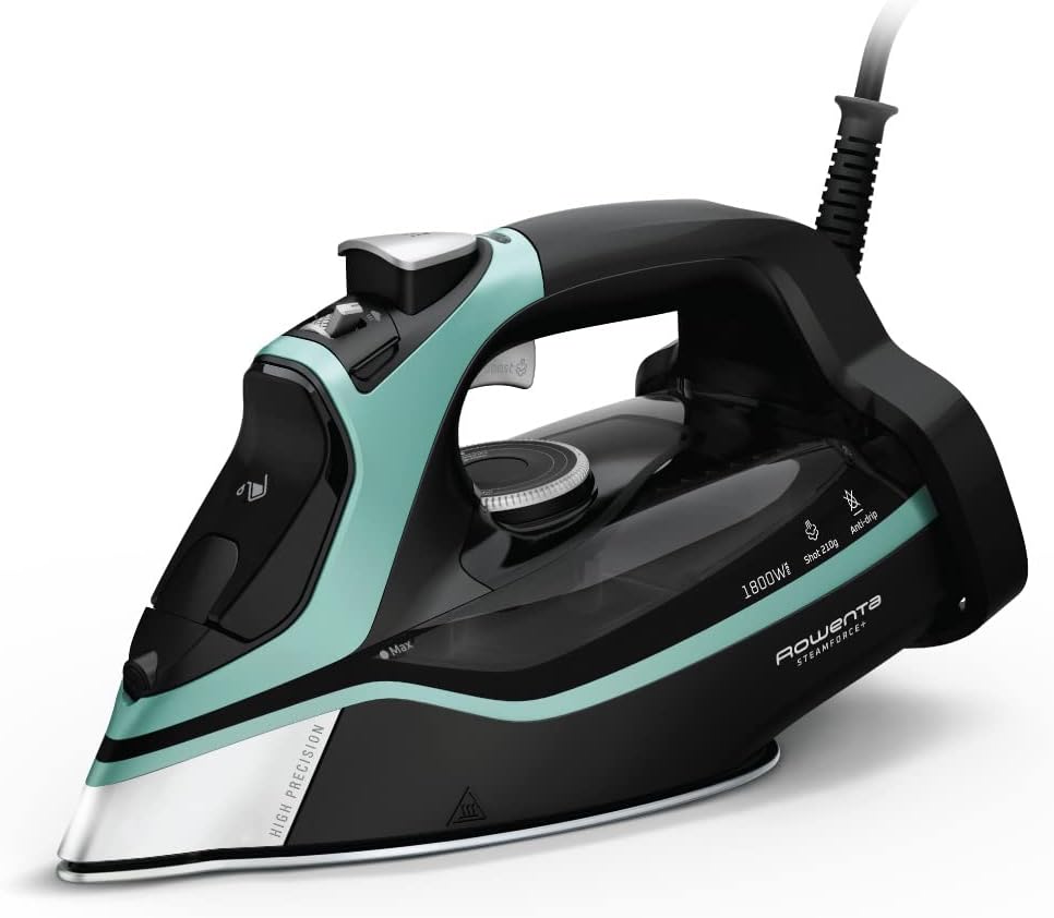Rowenta Perfect Steam Pro Stainless Steel Soleplate Professional Steam Station & Steam Force Stainless Steel Soleplate Steam Iron for Clothes 400 Microsteam Holes, Cotton