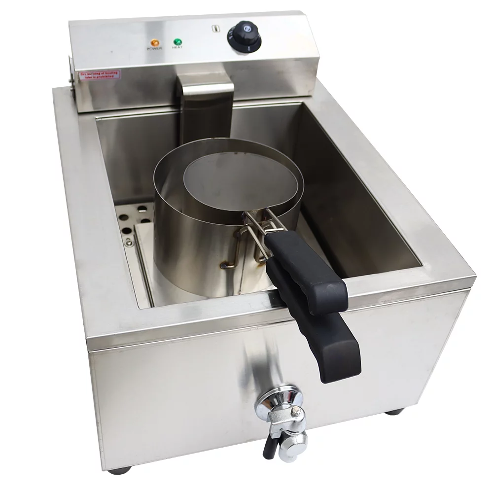INTBUYING Funnel Cake Fryer Commercial Stainless Steel Countertop Fryer Restaurant Kitchen Shallow Funnel Cake Fryer