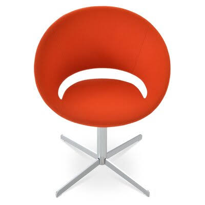 Crescent Swivel Papasan Chair SohoConcept Upholstery Color: Orange ppm Leatherette, Leg Color: Gold