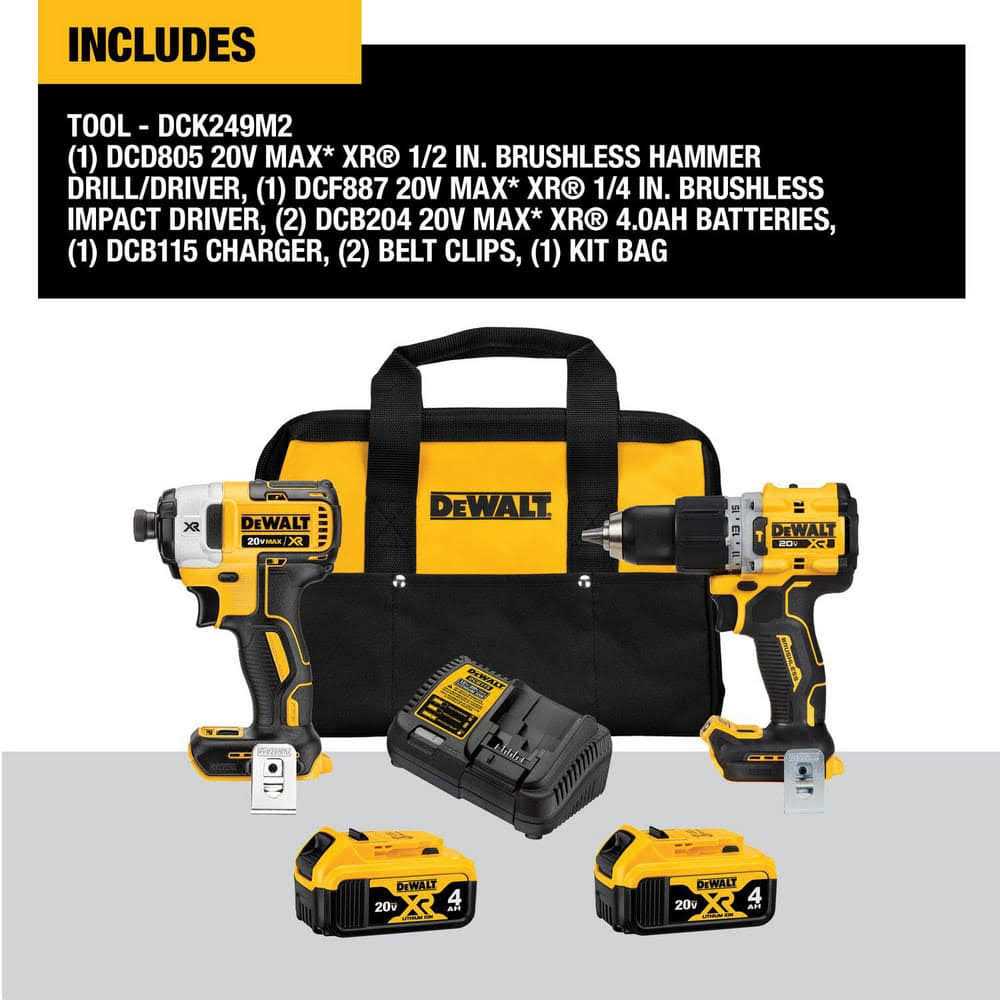 DEWALT 20V MAX XR Brushless 2 Tool Combo Kit DCK249M2 - Shop Hardware Tools Online Store