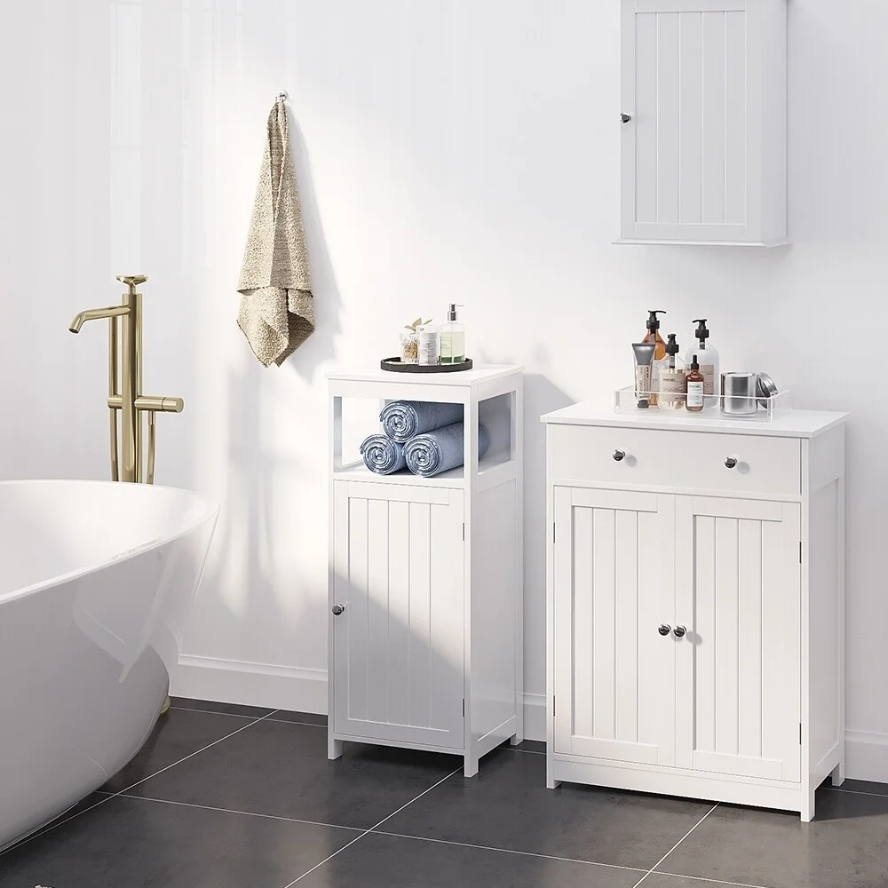 Yaheetech  Free Standing Bathroom Cabinet with 1 Drawer 2 Doors White