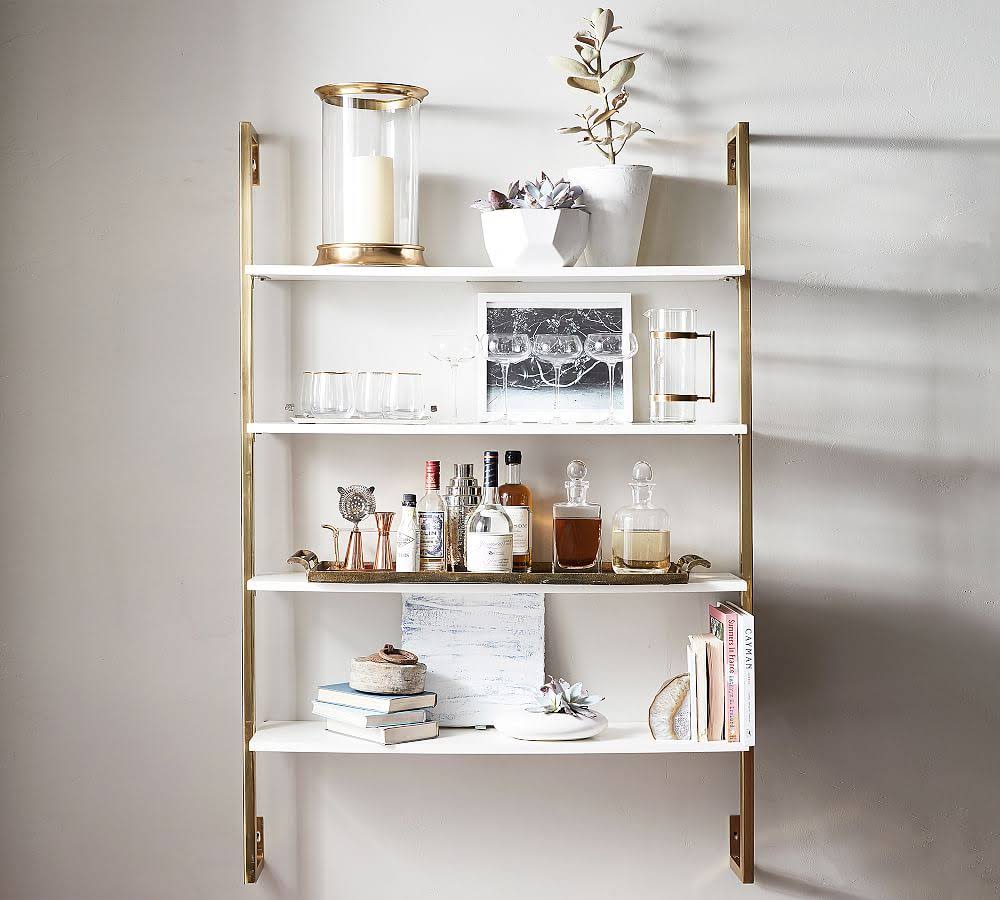 Olivia Wall Mounted Shelves, Brass - Shelves u0026 Display Ledges - Home Organization