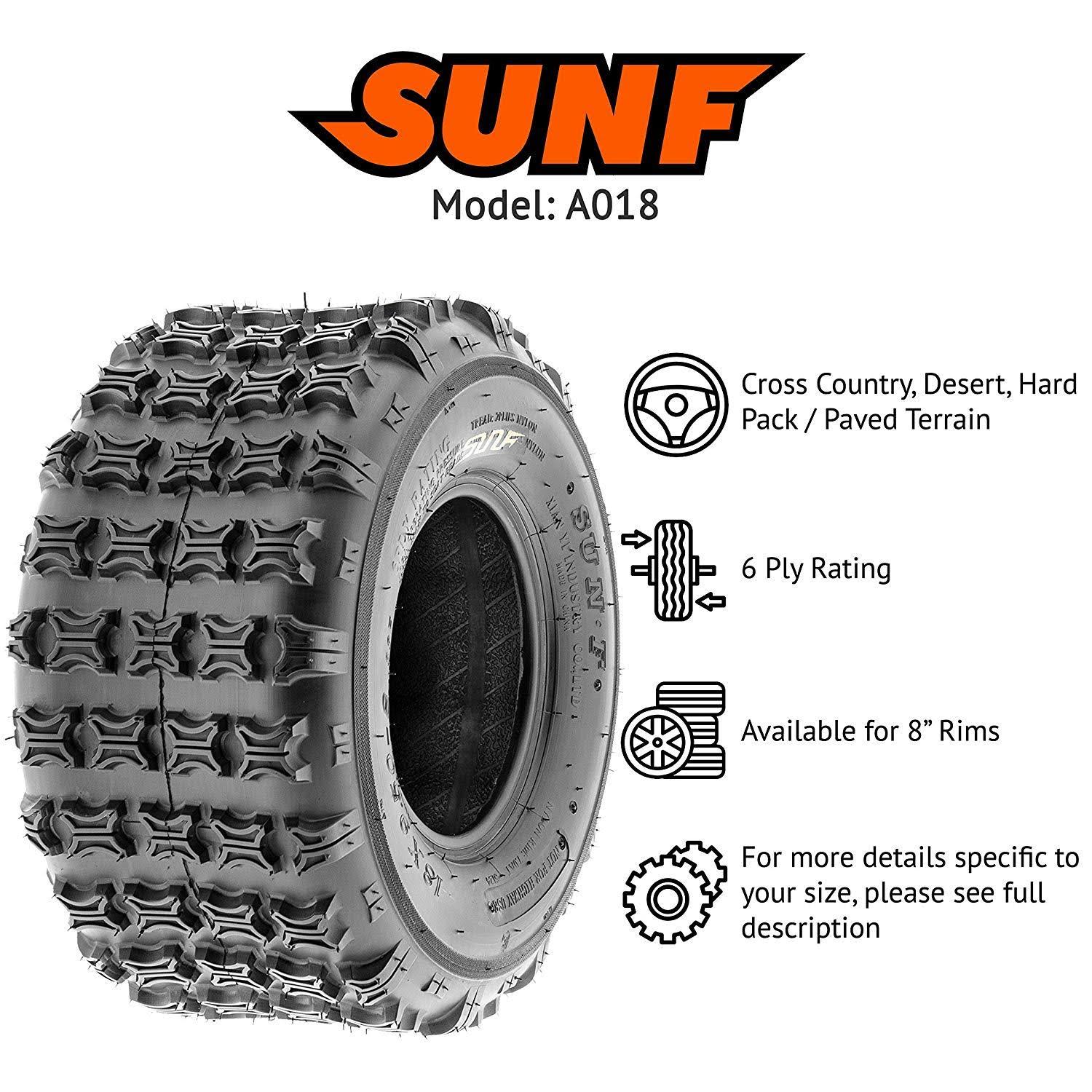 Sunf Rear ATV x Knobby Tires 18x9.5-8 18x9.5x8 4 PR A018 Set Pair of 2