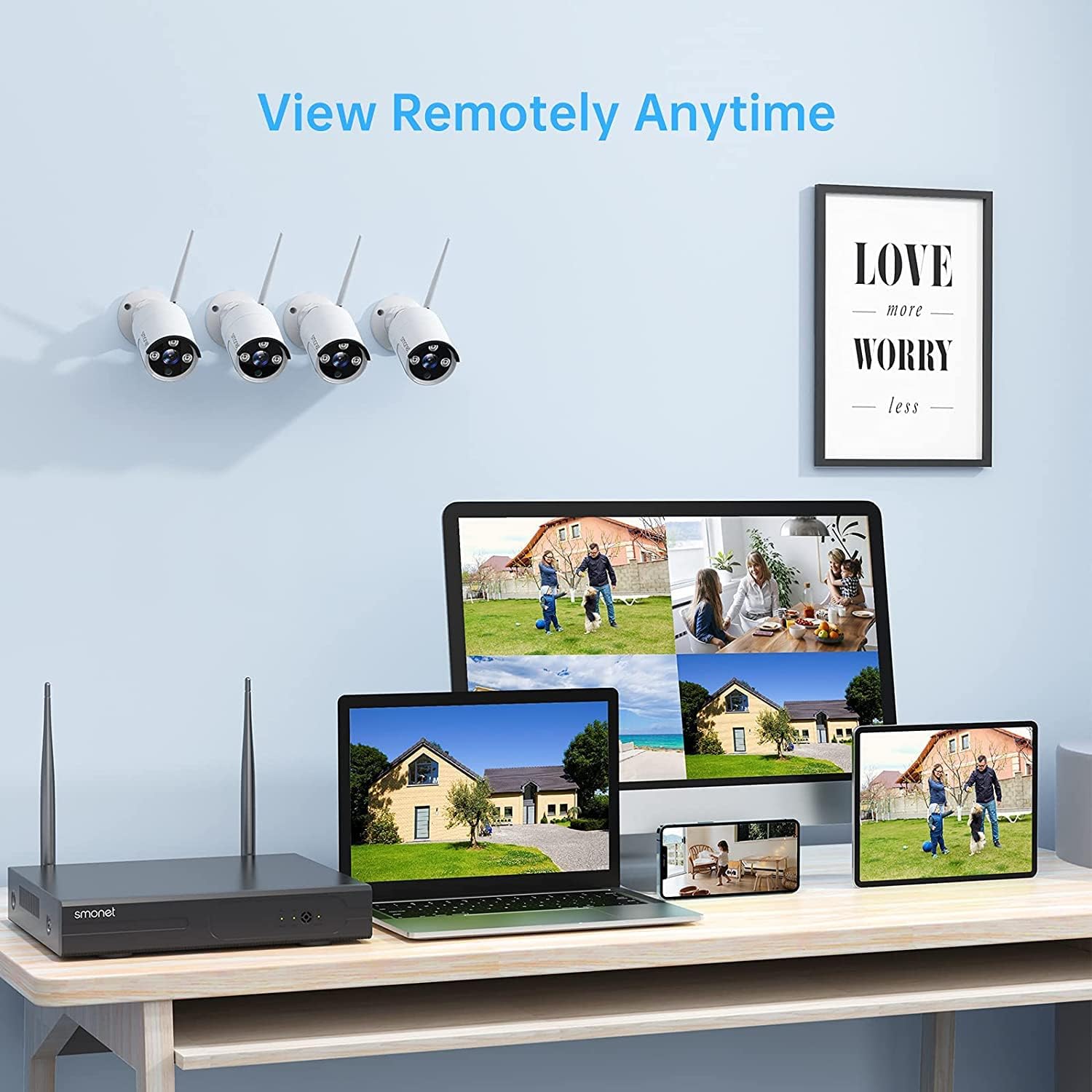 3MP Wireless Security Camera System with AUDIO,SMONET 8 Channel WiFi Home Surveillance NVR Kits,4Pcs 3MP Outdoor Indoor CCTV Cameras,Clearer than 1080P,Night Vision,AI Human Detection,Free App,1TB HDD