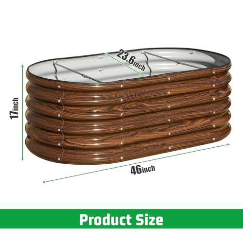 SnugNiture 3 Pcs 4x2x1.5ft Raised Garden Bed Outdoor, 17" Tall Galvanized Metal Planter Box, Raised Garden Bed Kit for Planting Vegetables Plants Fruits, Brown