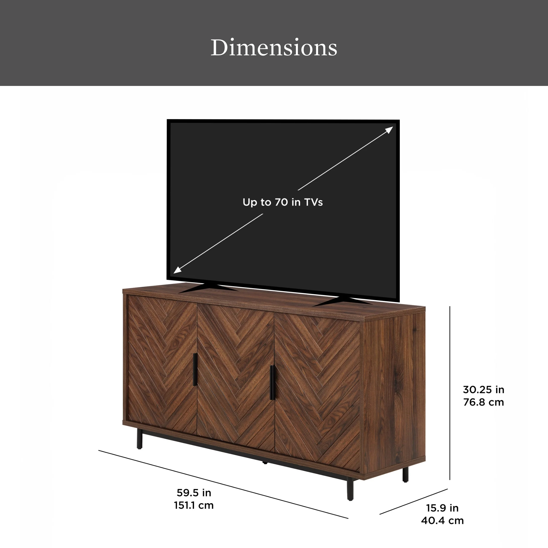 Better Homes & Gardens Wyatt Geo TV Stand for TVs up to 70",  Walnut Finish