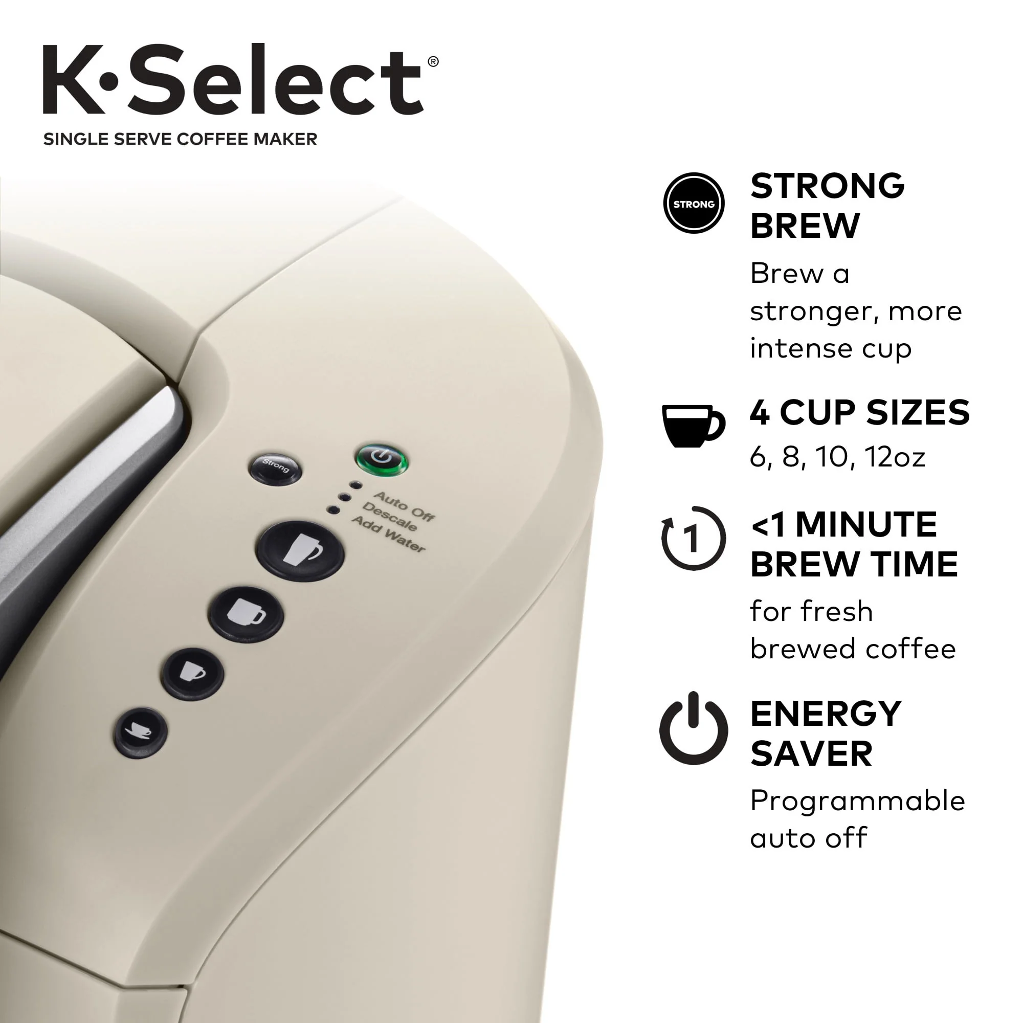 Keurig K-Select Single-Serve K-Cup Pod Coffee Maker, Matte White