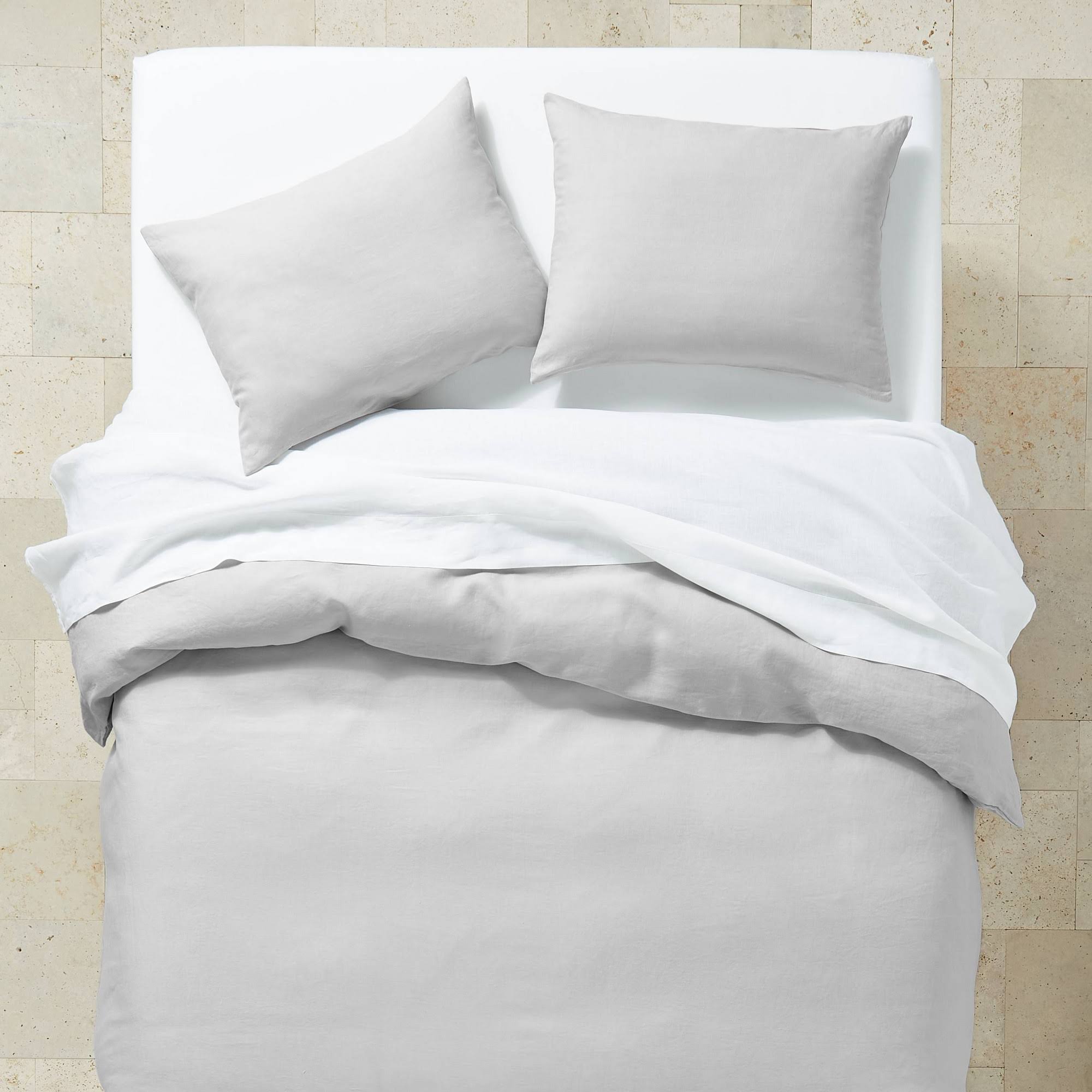 Full/Queen Linen Duvet u0026 Sham Set Light Gray - Casaluna